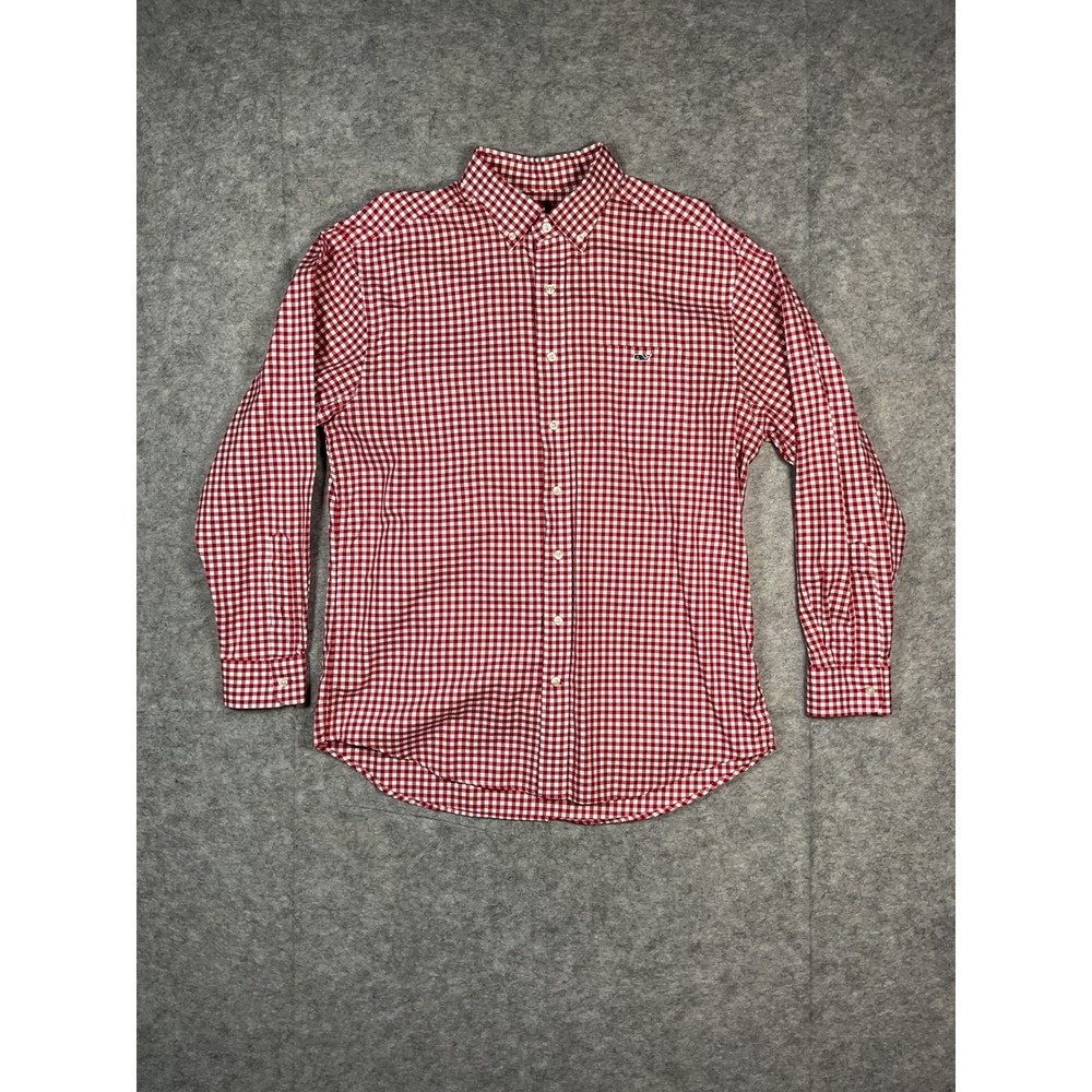 Vineyard Vines Classic Fit Tucker Shirt Mens L Red White Whale Logo